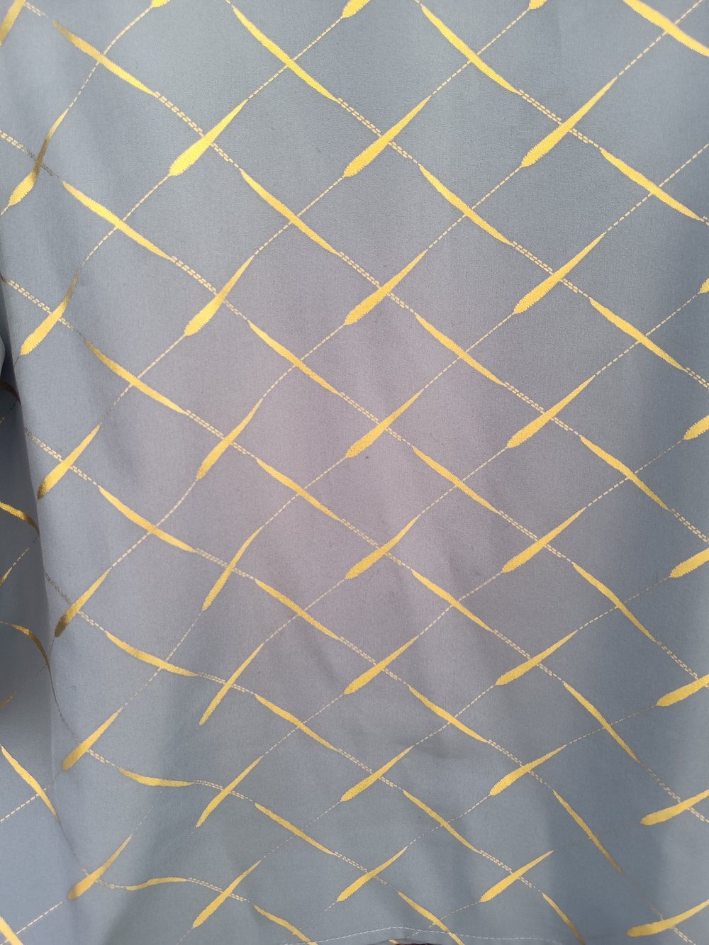 Blue & Gold Patterned Ruffle Sleeve Blouse - Picture 5 of 12